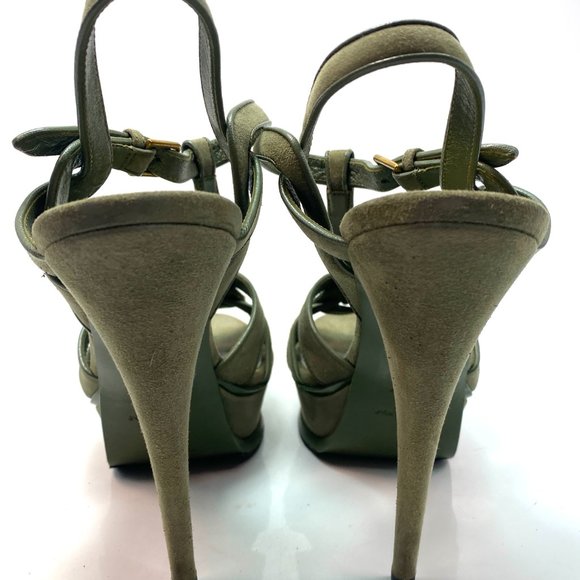 🌷❤️🔥SPRING SALE 🔥 FINAL PRICE🌷Saint Laurent Tribute Green Khaki Sandals 39 - Picture 8 of 10